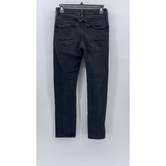 ASOS Women's Black Denim Distressed High-Rise Slim-Leg Regular-Fit Jeans SZ 28 - Picture 2 of 10